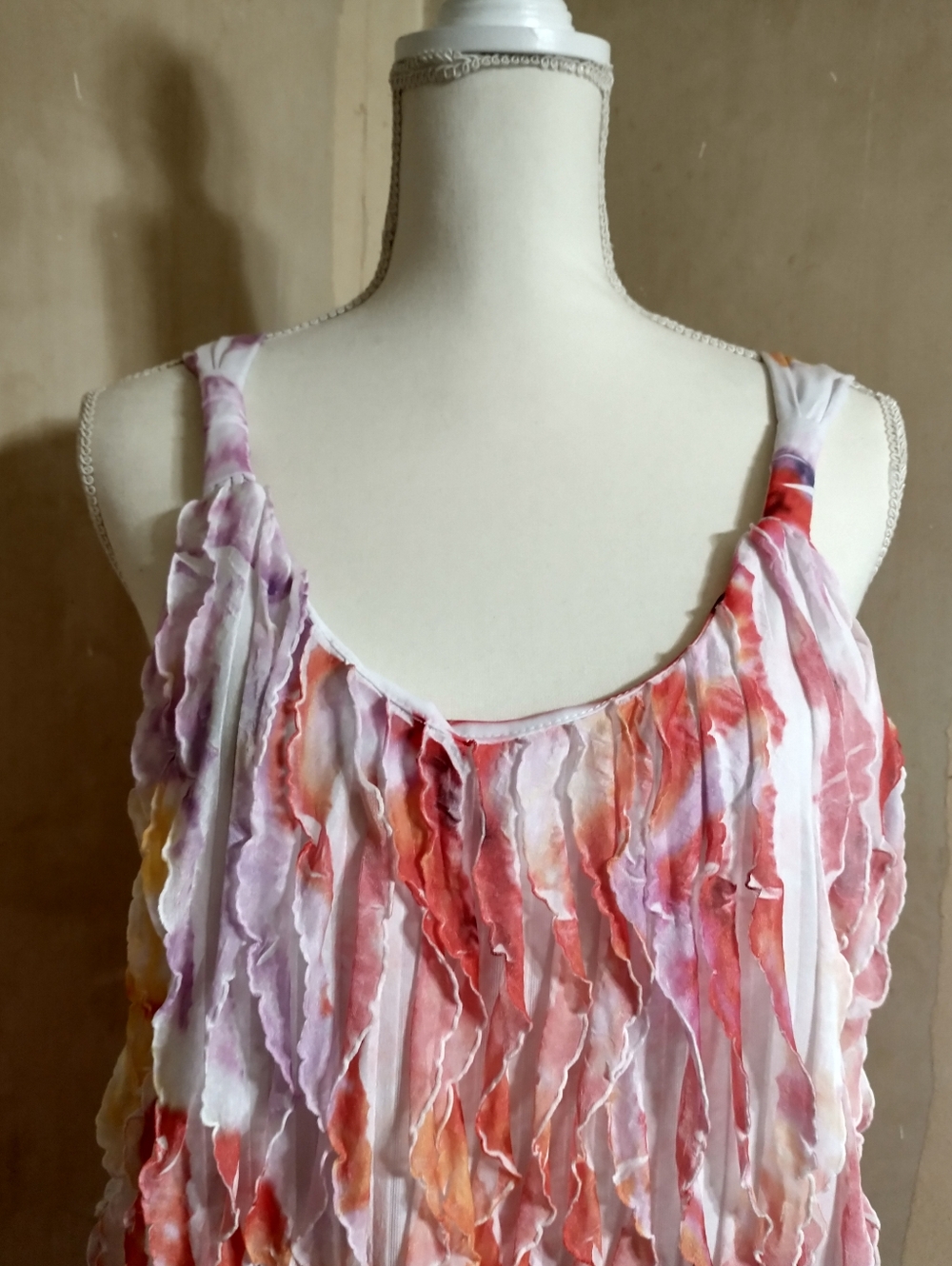 Pink Multi-Color Ruffled Tank Top - Picture 3 of 9